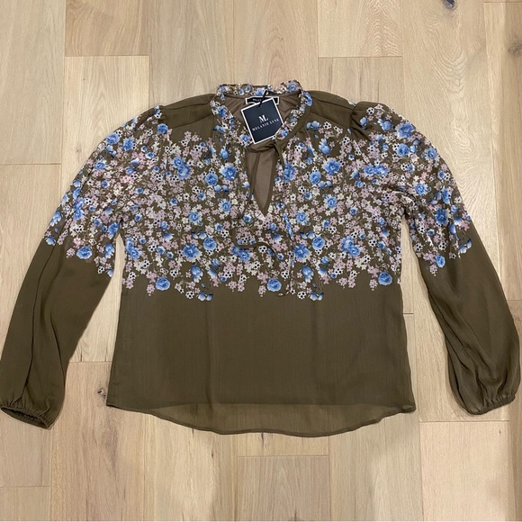 Melanie Lyne | NWT Brown Floral Chiffon Blouse 🩷 - Picture 1 of 10